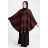 Kadın Siyah-Kırmızı Kışlık Panço