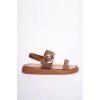 Kadın Taba 2cm Topuk Boyu Yazlık Rahat Sandalet TR27MY05B