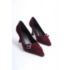Kadın Bordo Saten Topuklu Ayakkabı TR08MS25C