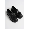 Mina Kadın Günlük Siyah Kroko Baskılı Loafer Ayakkabı