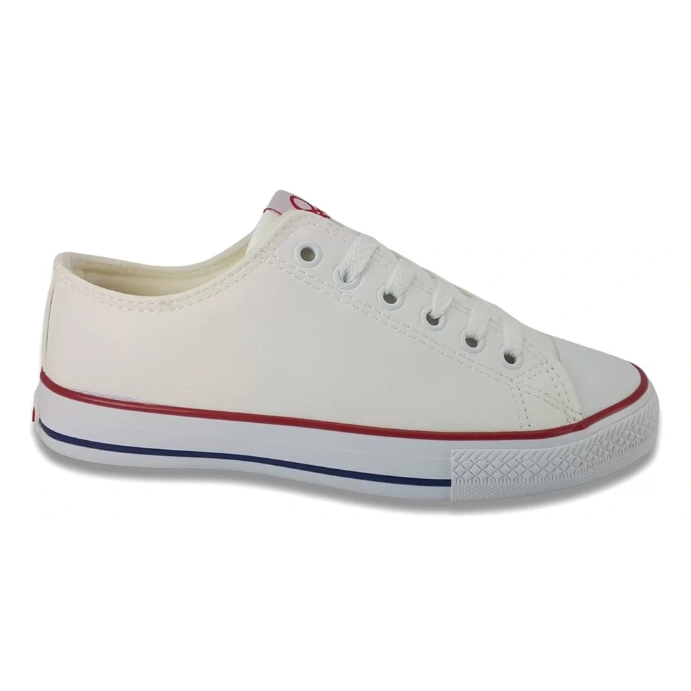 Benetton Erkek Kırık Beyaz Kırmızı Detaylı Deri Spor Ayakkabı