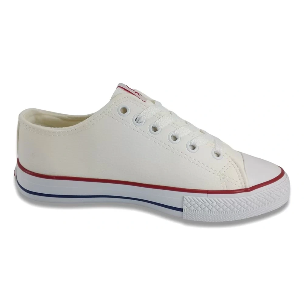 Benetton Erkek Kırık Beyaz Kırmızı Detaylı Deri Spor Ayakkabı