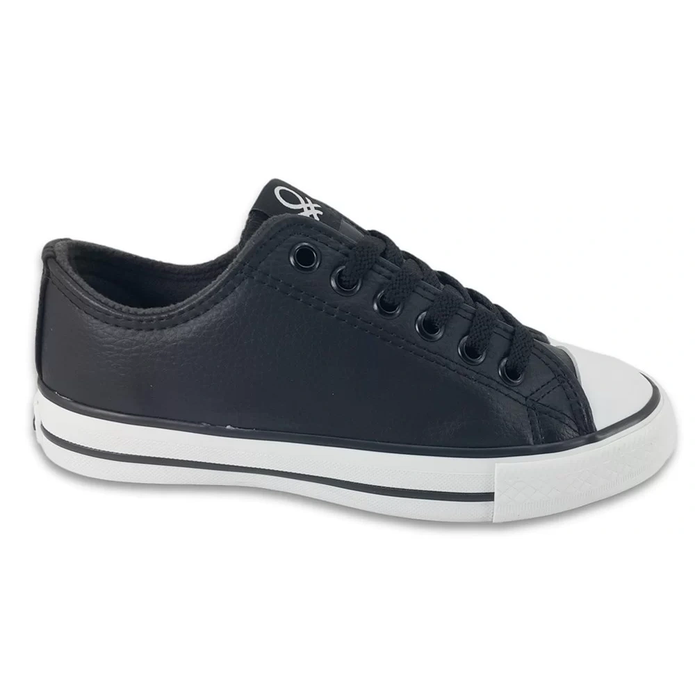 Benetton Erkek Siyah Beyaz Tabanlı Deri Spor Ayakkabı