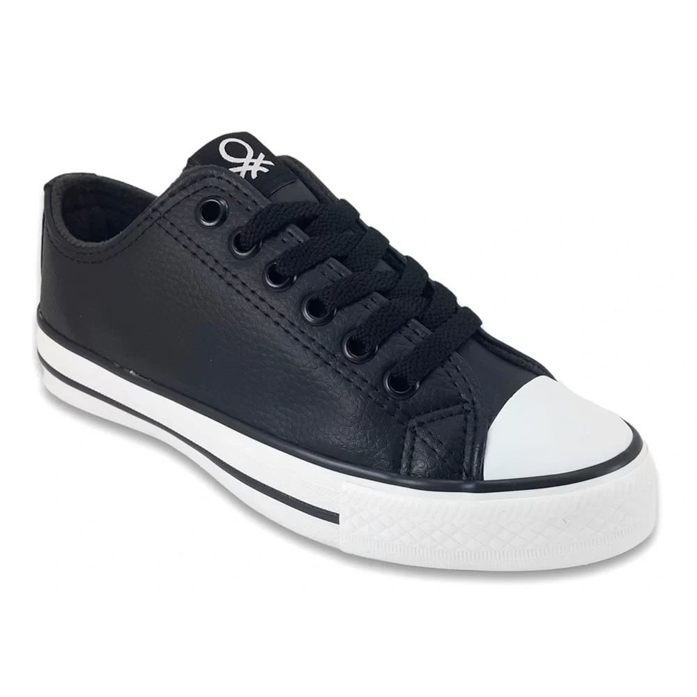 Benetton Erkek Siyah Beyaz Tabanlı Deri Spor Ayakkabı