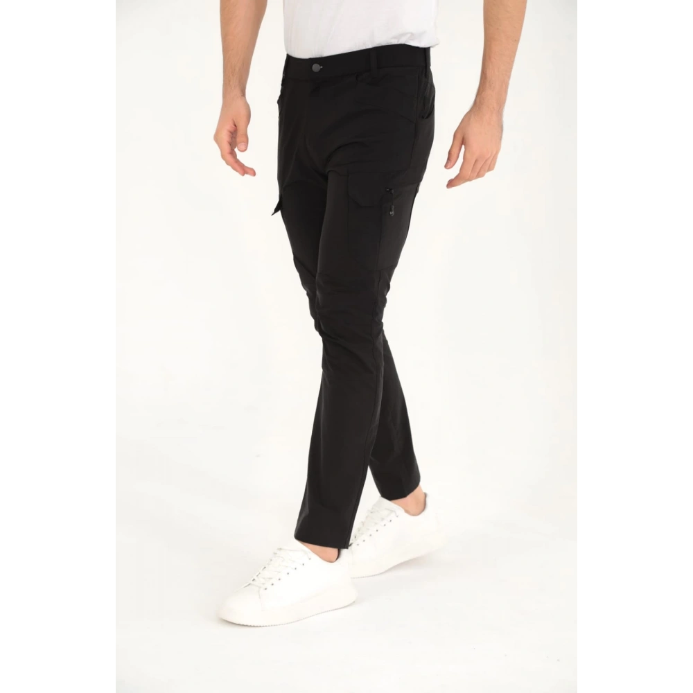 Erkek Fermuar Detaylı Siyah Pantolon