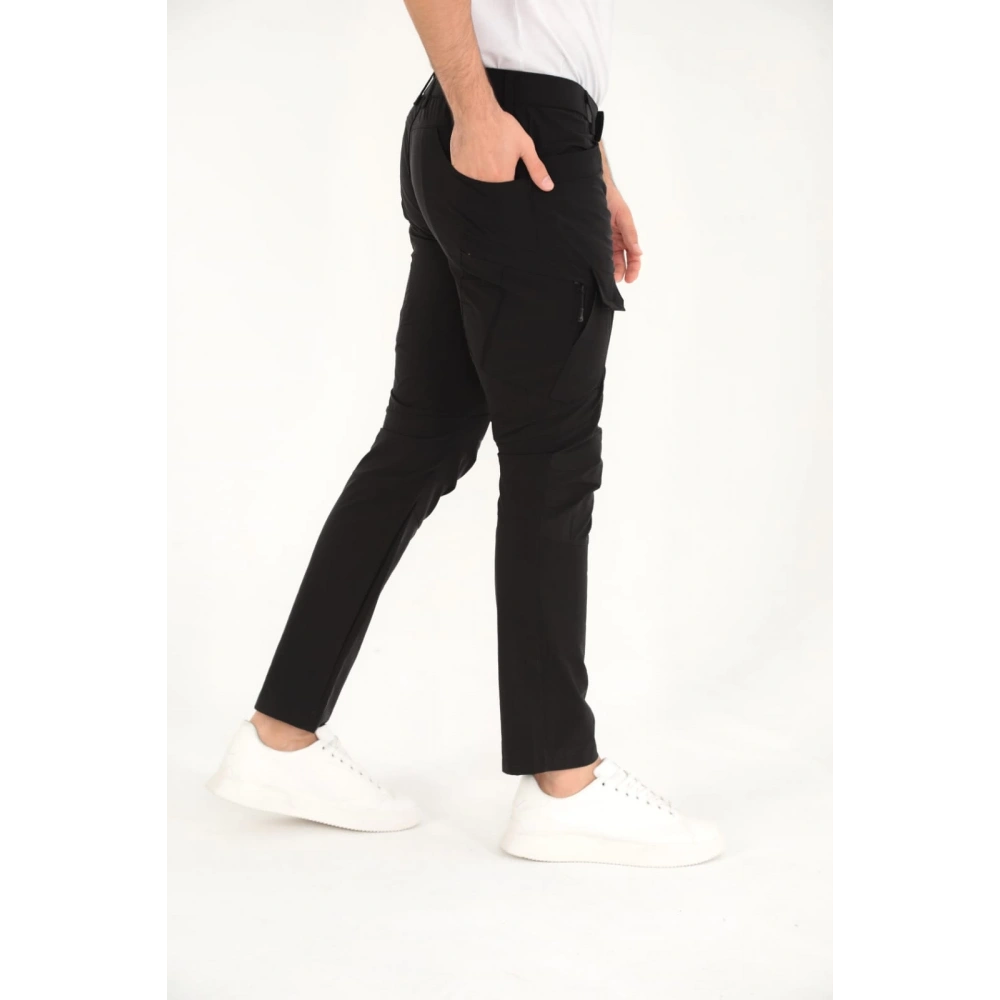 Erkek Fermuar Detaylı Siyah Pantolon