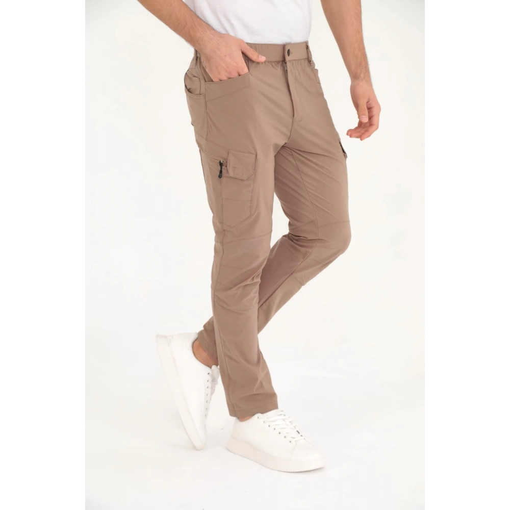 Erkek Fermuar Detaylı Vizon Pantolon