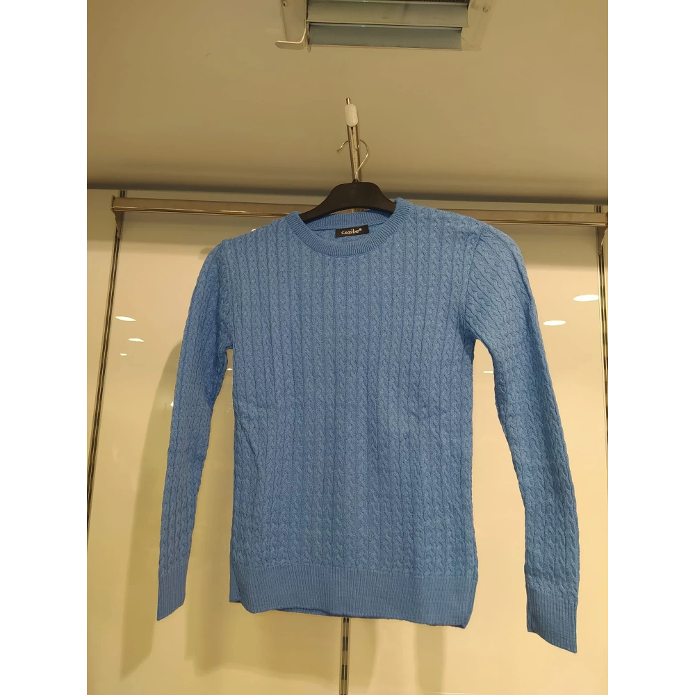 Kadın Mavi Triko Kazak