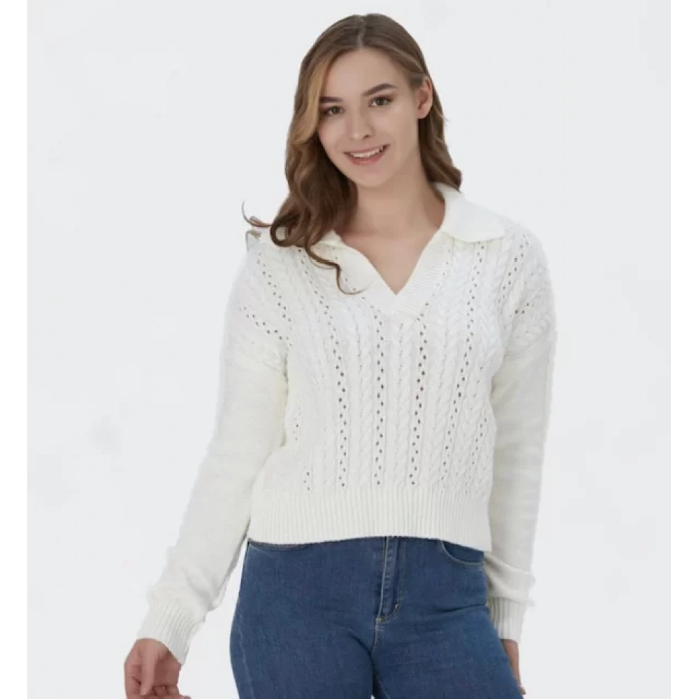 Kadın Beyaz Triko Kazak