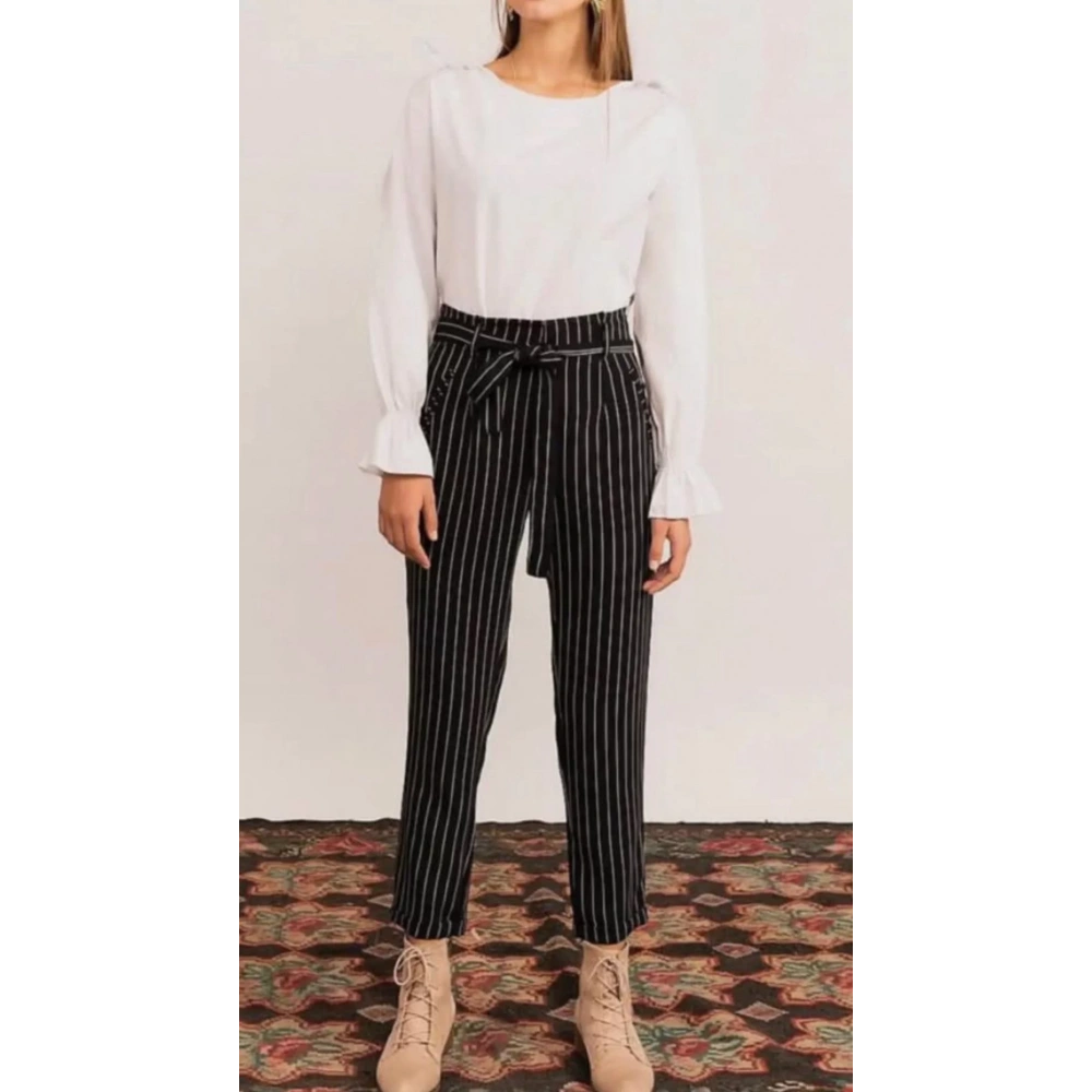 Kadın Siyah Çizgili Pantolon