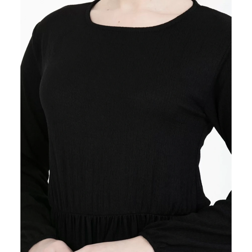 Kadın Siyah Uzun Kol Uzun Elbise