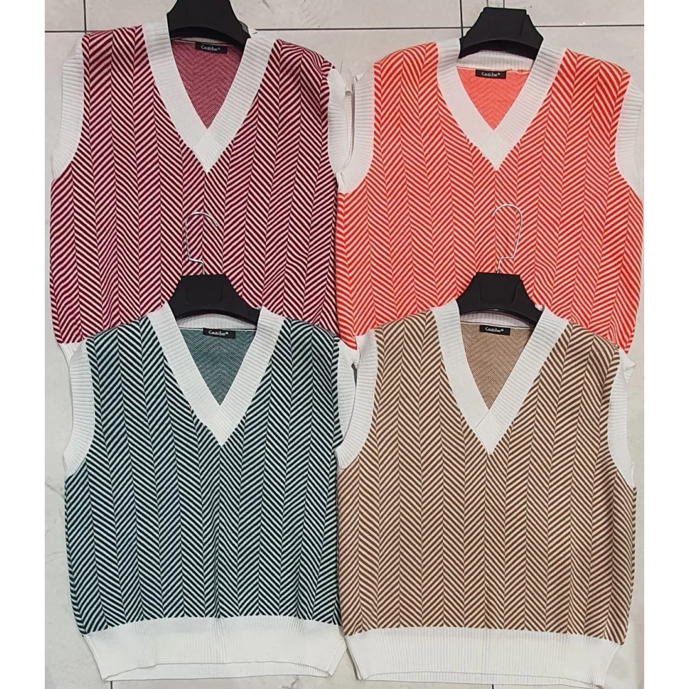 Kadın Yeşil-Beyaz Çizgili Süveter