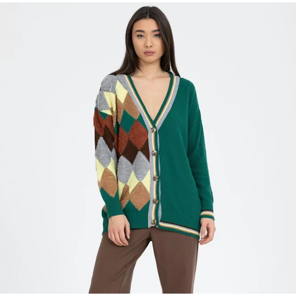 Kadın Yeşil Desenli Hırka