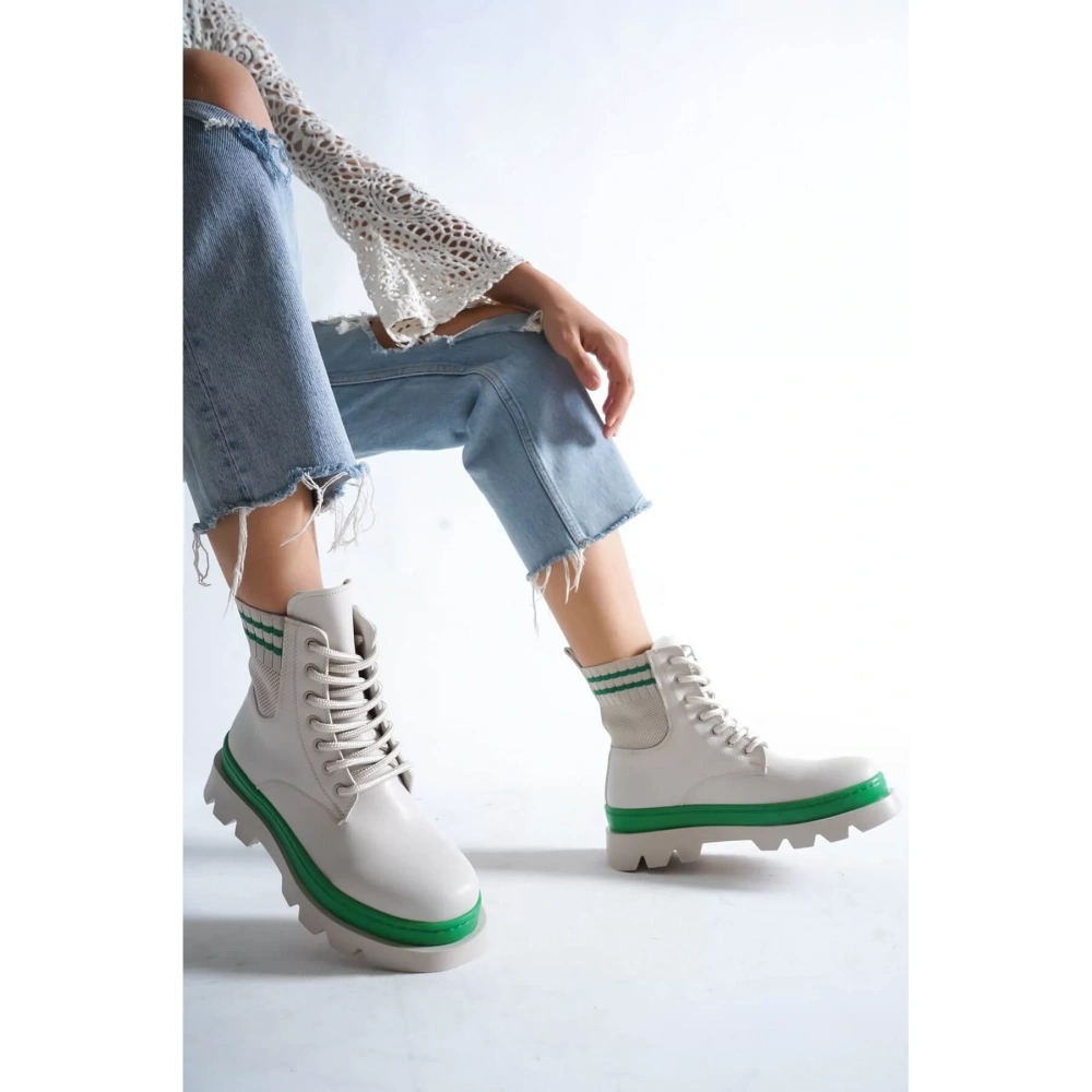 Kadın Yeşil Detaylı Bağcıklı Bot