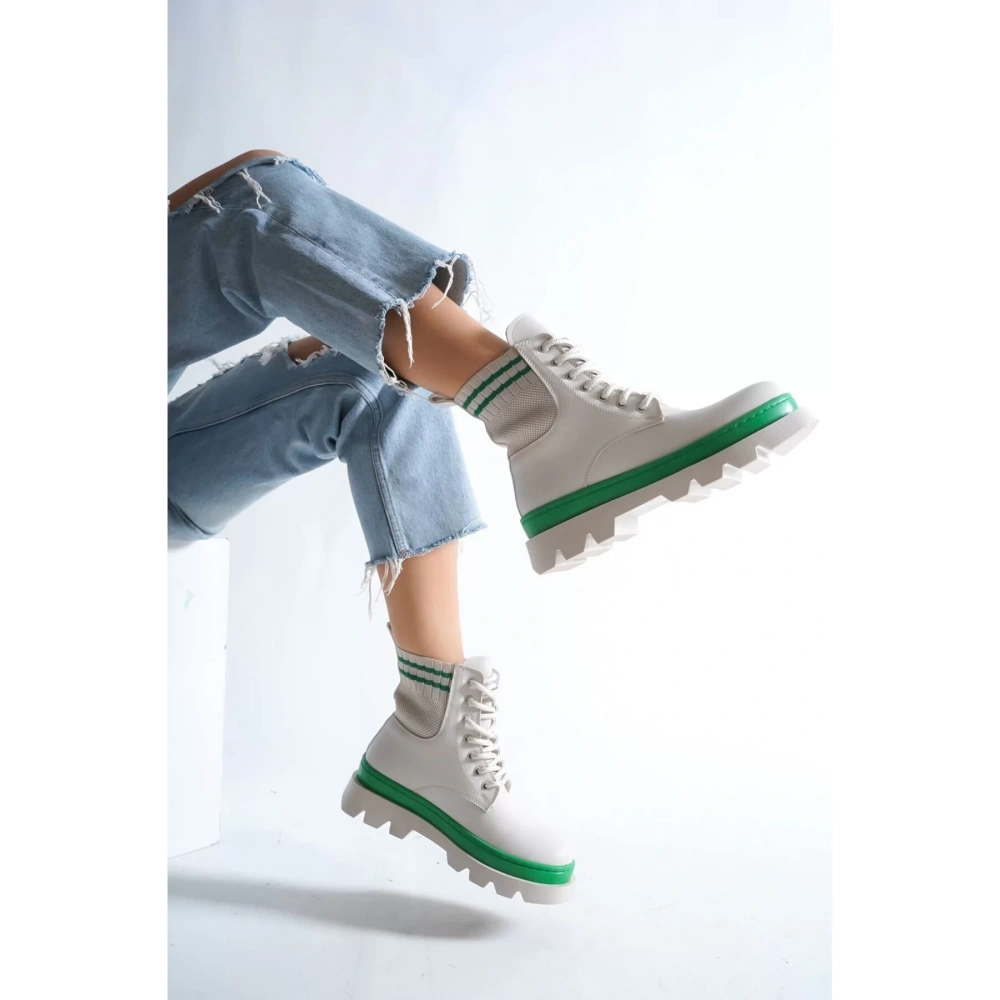 Kadın Yeşil Detaylı Bağcıklı Bot