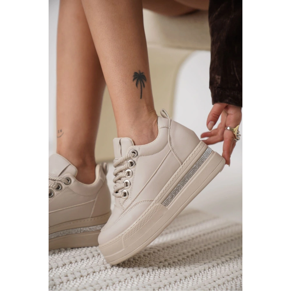 Alice Kadın Bej Gizli Topuklu Sneaker