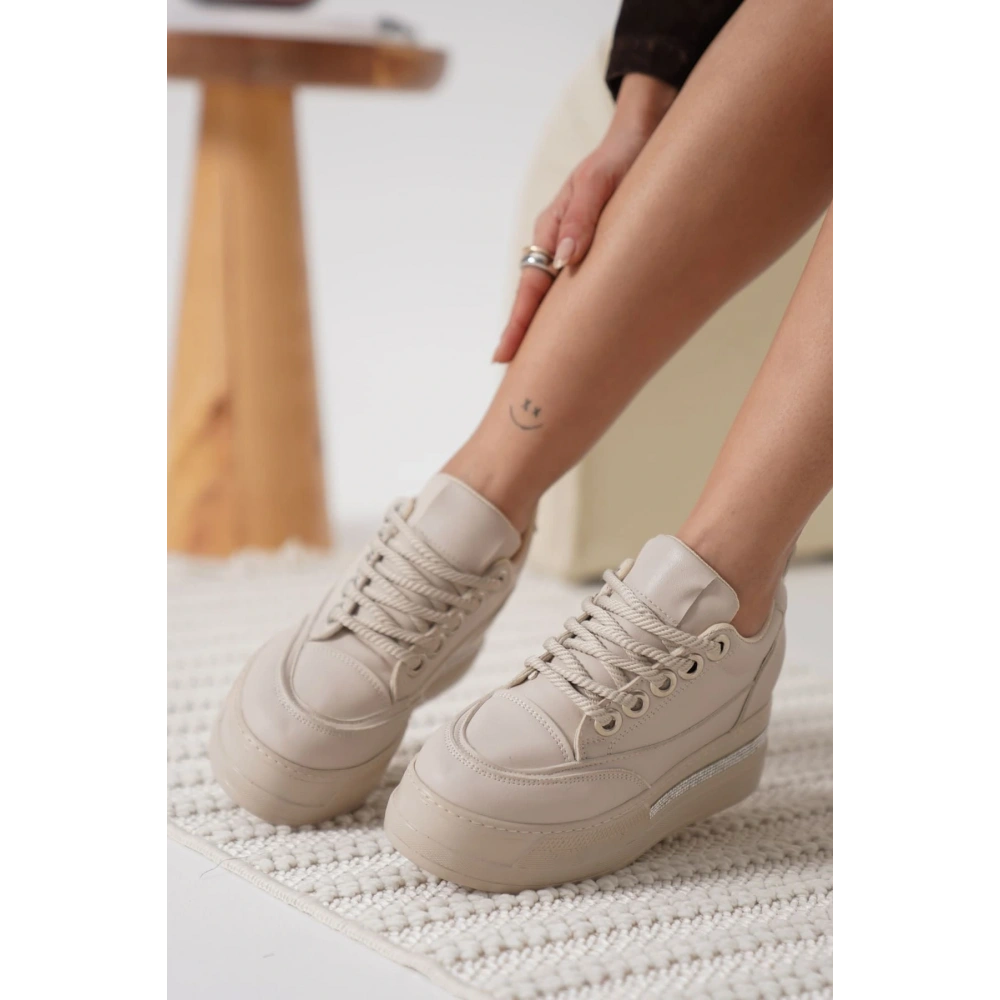 Alice Kadın Bej Gizli Topuklu Sneaker