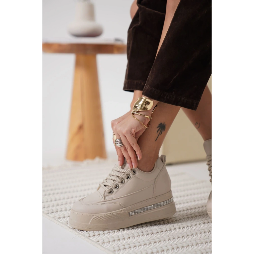 Alice Kadın Bej Gizli Topuklu Sneaker