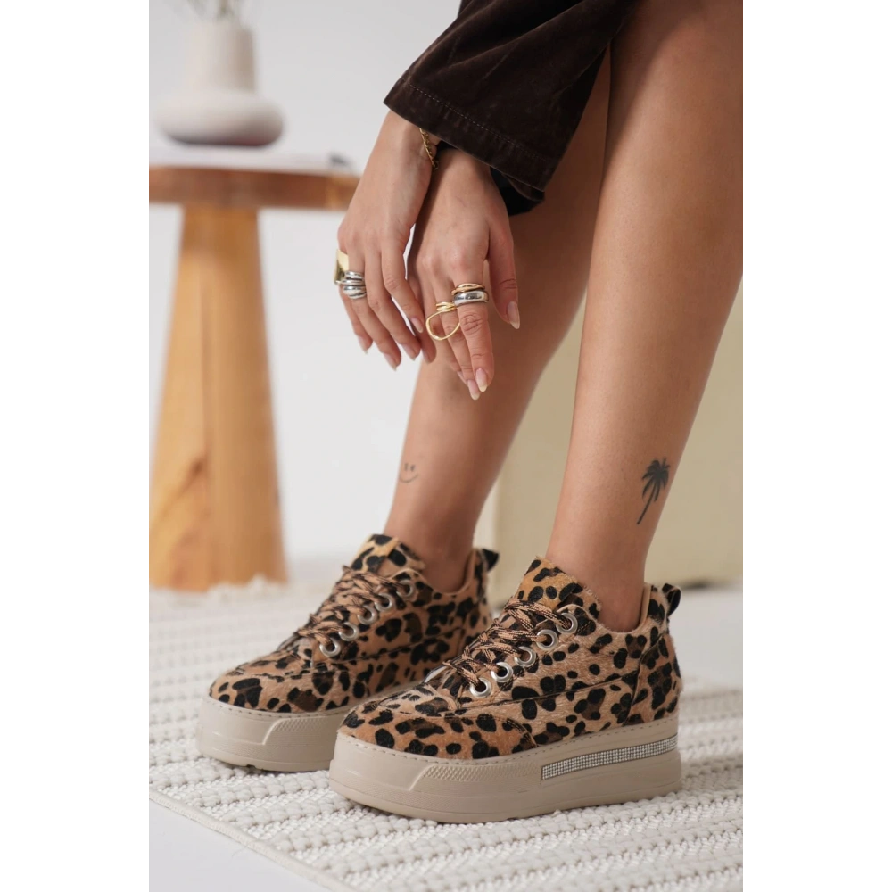 Alice Kadın Leopar Desenli Gizli Topuklu Sneaker