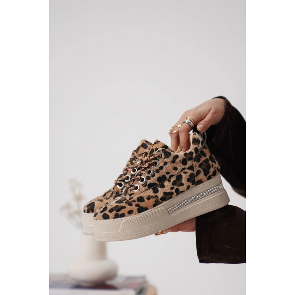 Alice Kadın Leopar Desenli Gizli Topuklu Sneaker