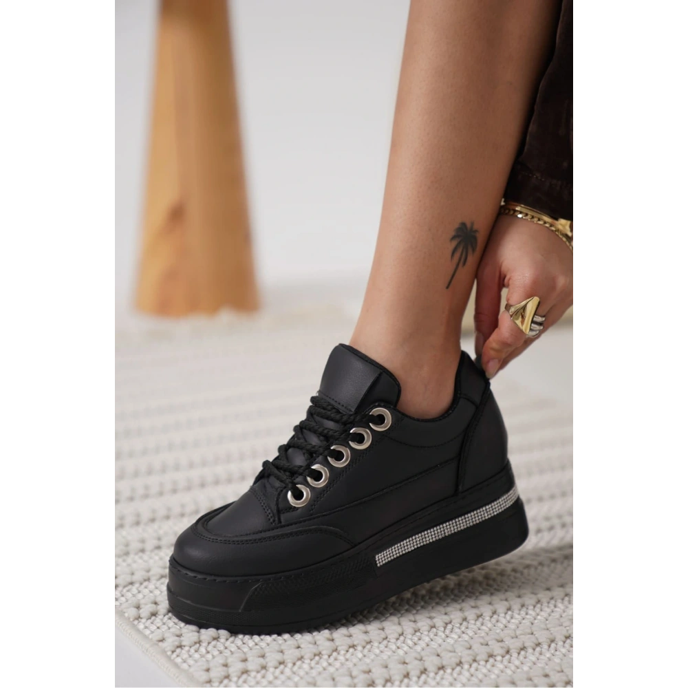 Alice Kadın Siyah Tabanlı Siyah Gizli Topuklu Sneaker