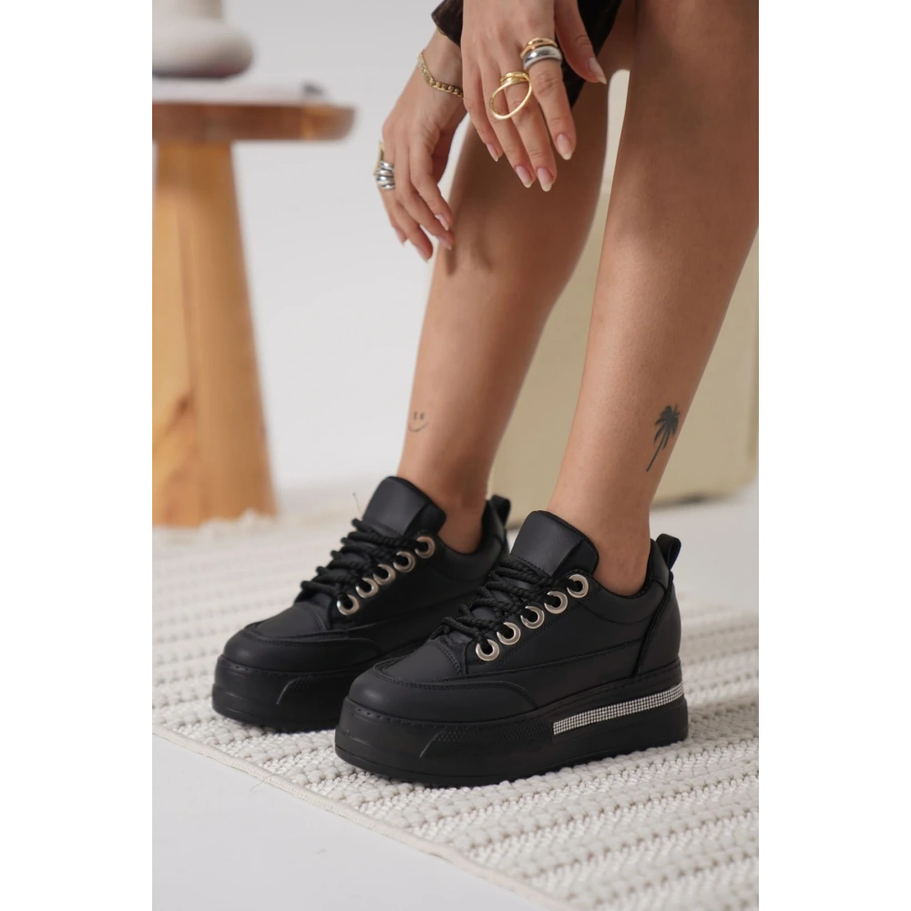 Alice Kadın Siyah Tabanlı Siyah Gizli Topuklu Sneaker