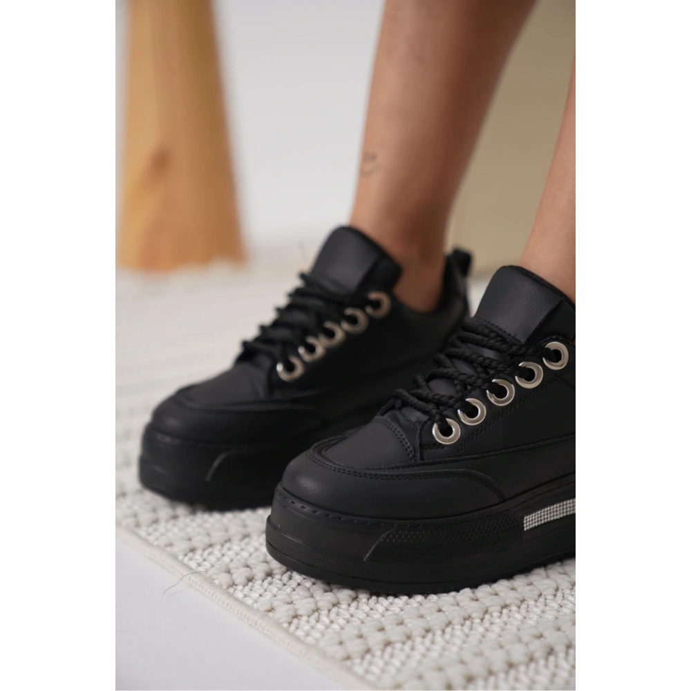 Alice Kadın Siyah Tabanlı Siyah Gizli Topuklu Sneaker