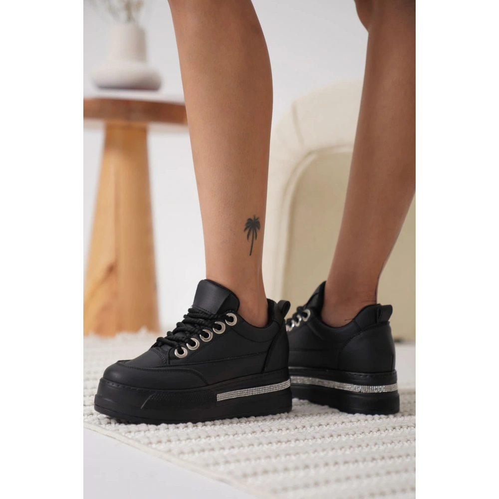 Alice Kadın Siyah Tabanlı Siyah Gizli Topuklu Sneaker