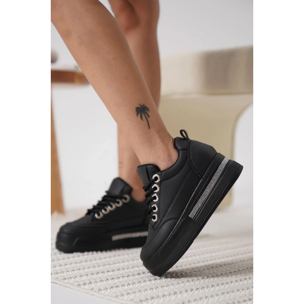 Alice Kadın Siyah Tabanlı Siyah Gizli Topuklu Sneaker