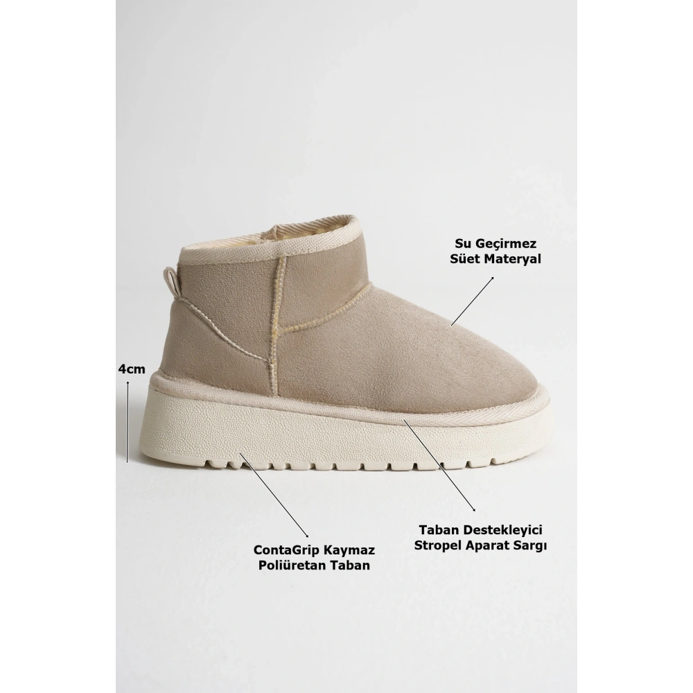 Alina Kadın Bej Kışlık Kürklü Bot