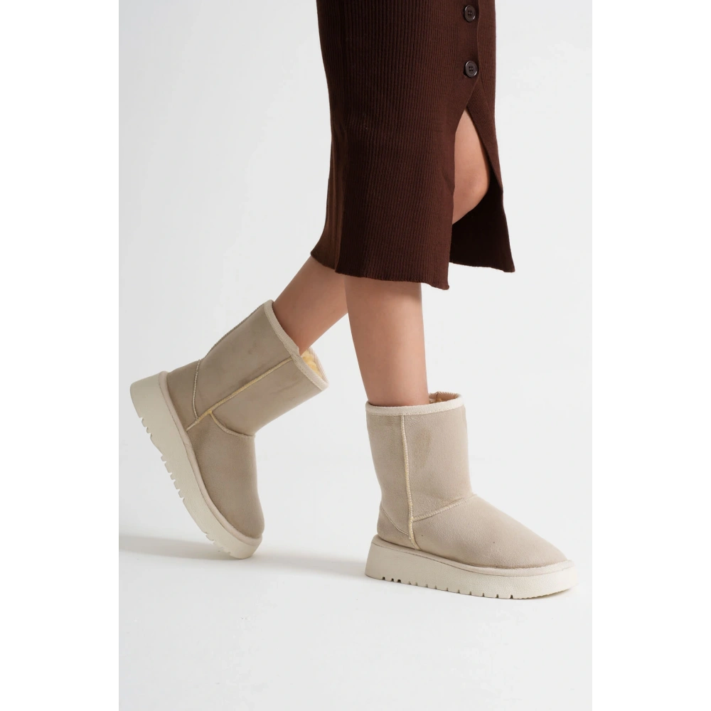 Anisa Kadın Bej Kışlık Kürklü Bot