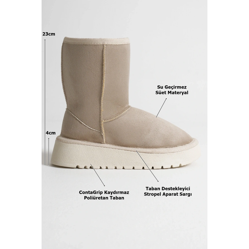 Anisa Kadın Bej Kışlık Kürklü Bot