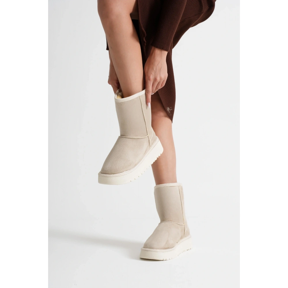 Anisa Kadın Bej Kışlık Kürklü Bot