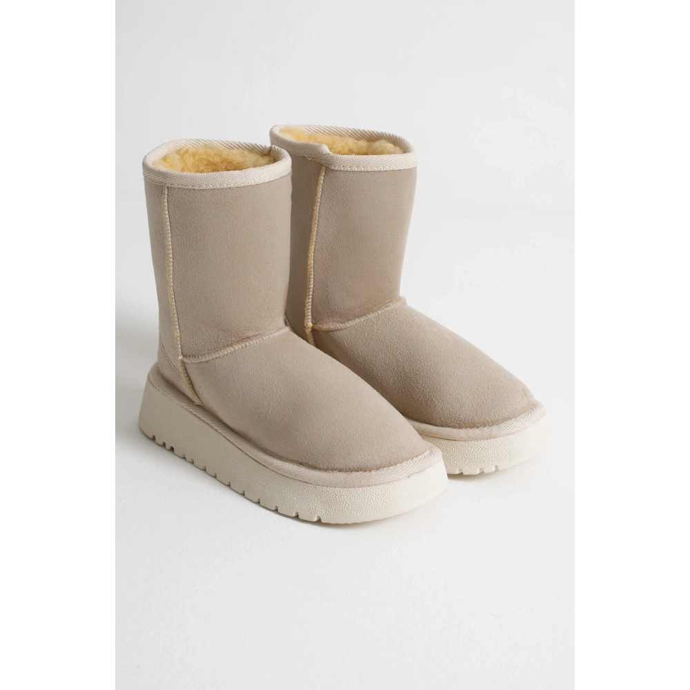 Anisa Kadın Bej Kışlık Kürklü Bot