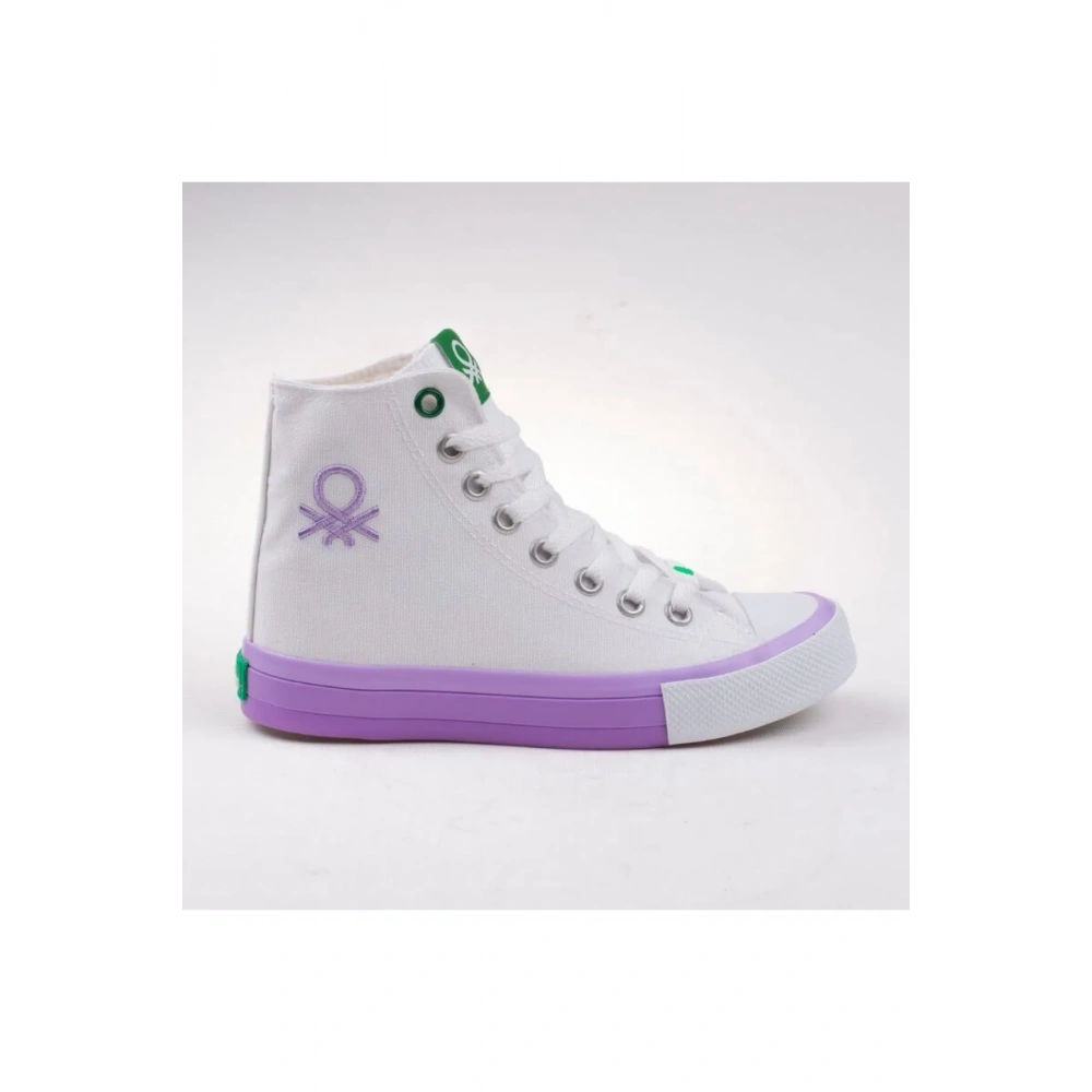 Benetton Kadın Beyaz Lila Uzun Spor Ayakkabı