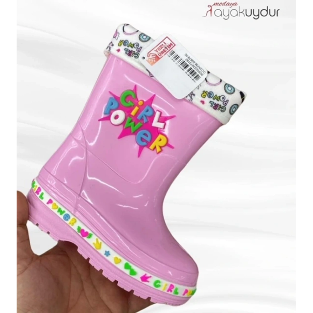 Çocuk Figürlü Açık Pembe Yağmur Botu
