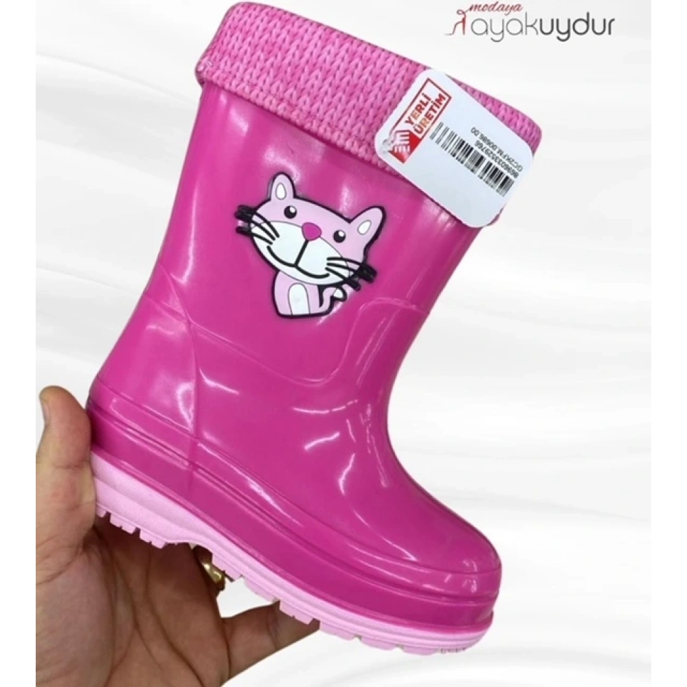 Çocuk Figürlü Pembe Yağmur Botu