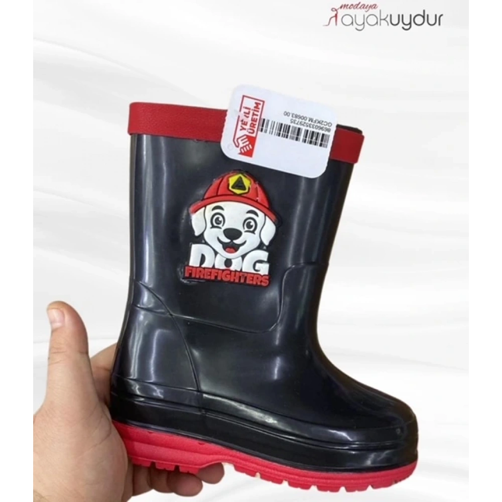 Çocuk Figürlü Siyah Yağmur Botu
