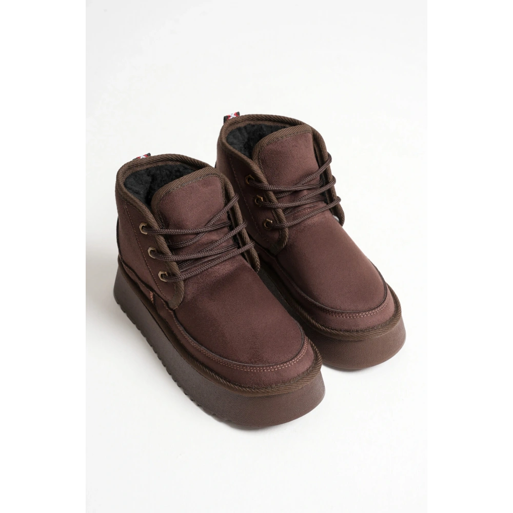 Elena Kadın Acı Kahve Kışlık İçi Kürklü Kalın Taban Bot