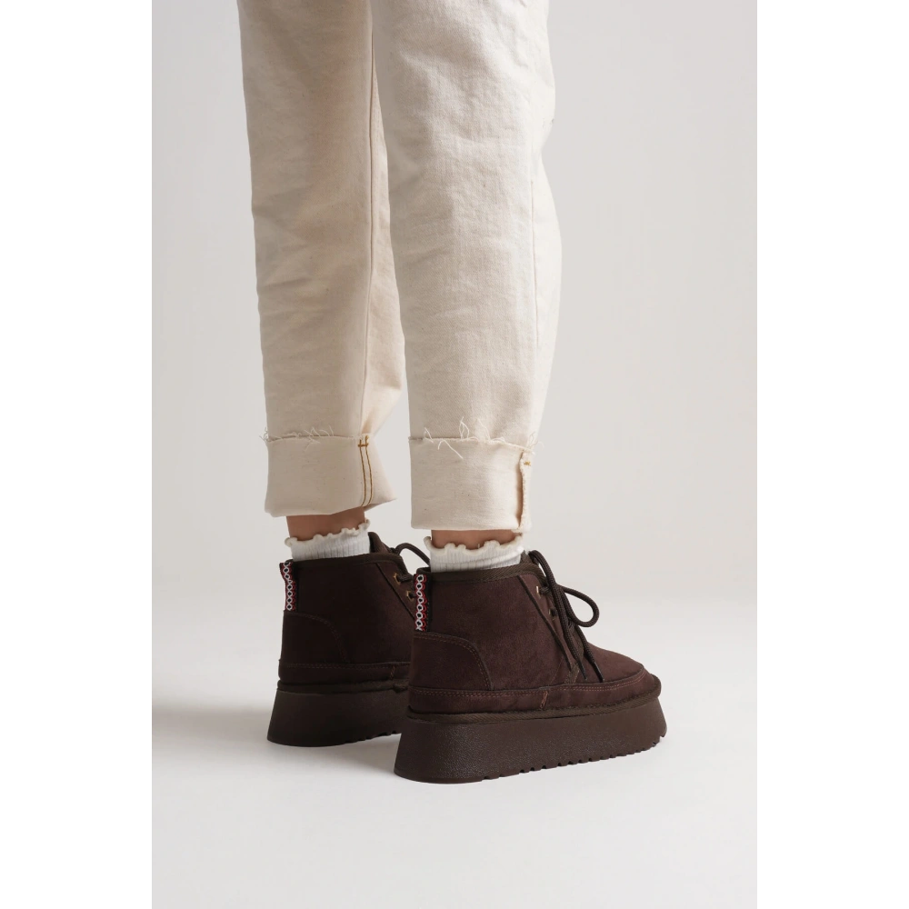 Elena Kadın Acı Kahve Kışlık İçi Kürklü Kalın Taban Bot