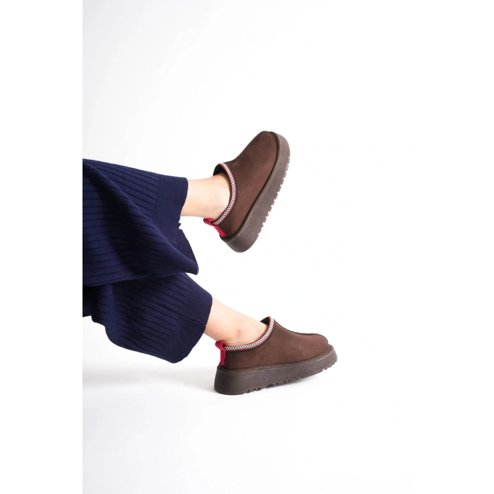 Elsa Kadın Acı Kahve Kışlık Kürklü Terlik