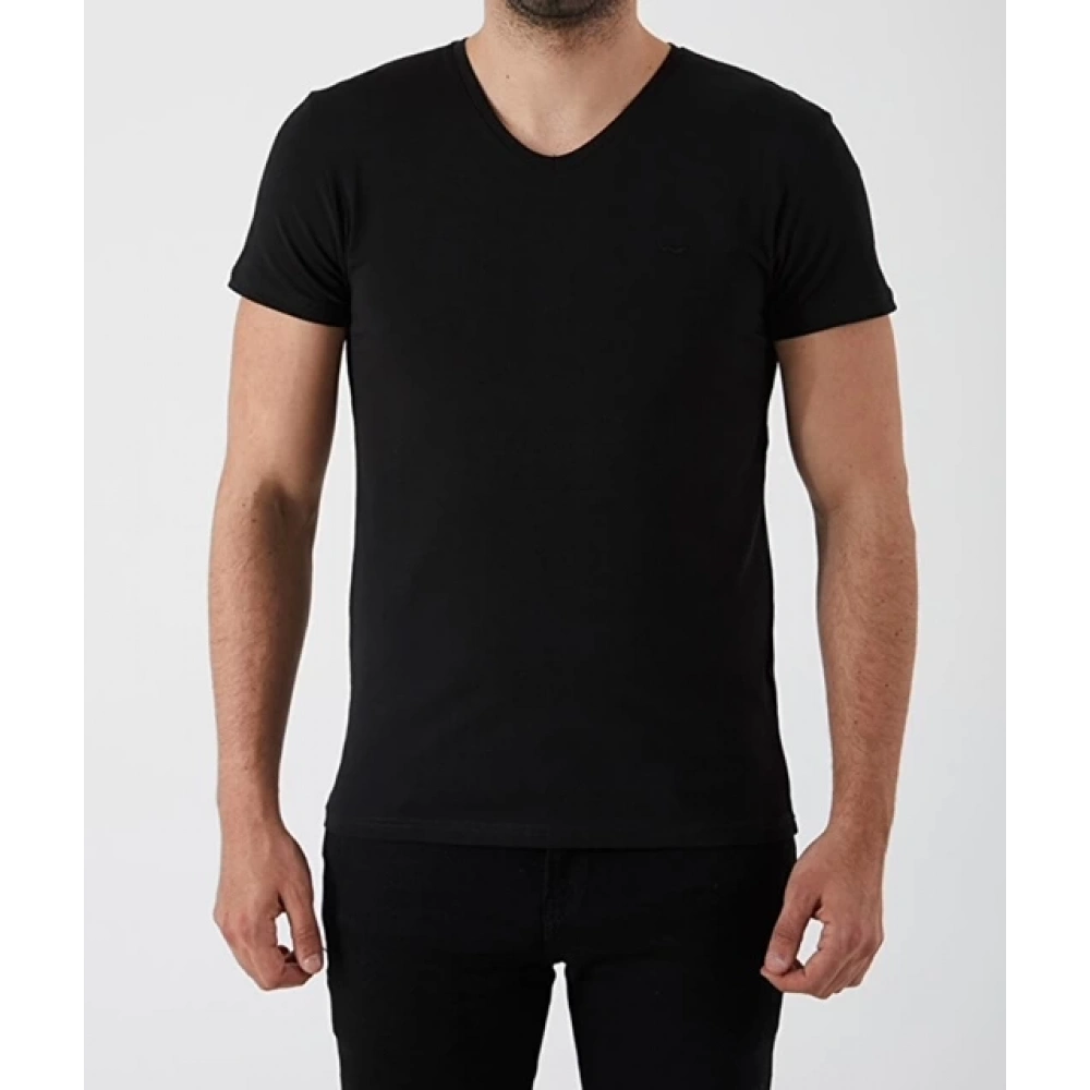 Erkek Basic V Yaka Siyah Tshirt