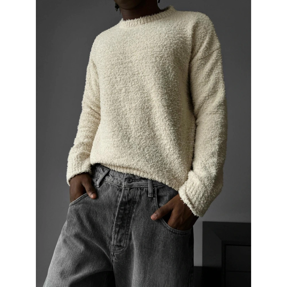 Erkek Krem Peluş Kazak