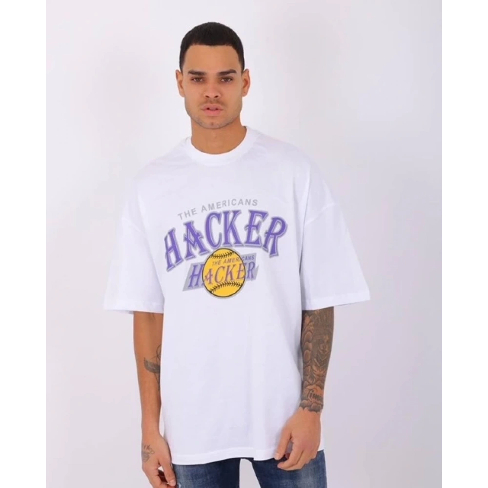 Erkek Beyaz Hacker Yazılı T-shirt
