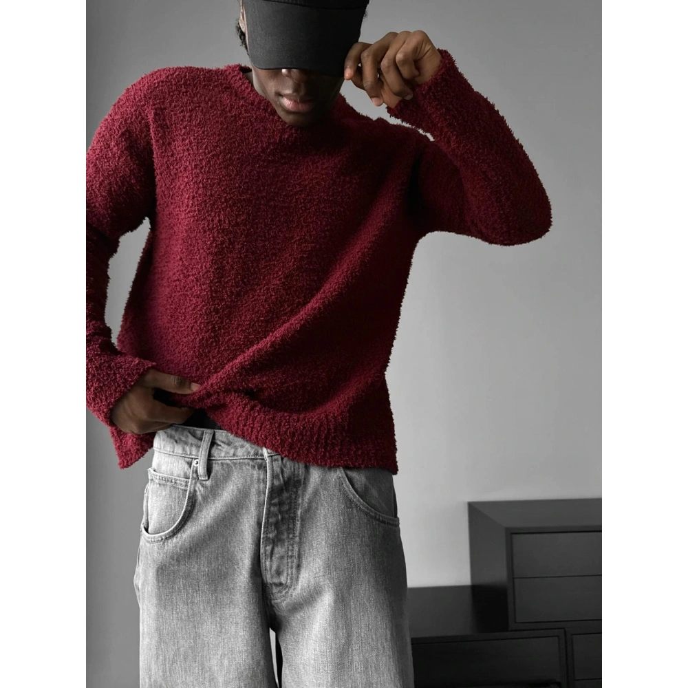 Erkek Bordo Peluş Kazak