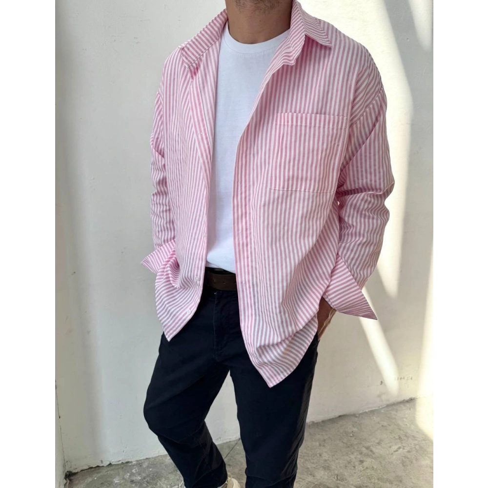 Erkek Pembe Çizgili Gömlek