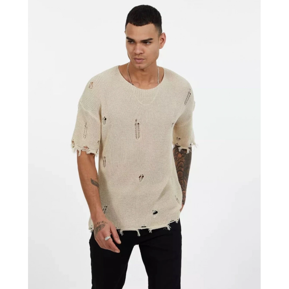 Erkek Krem Triko T-shirt