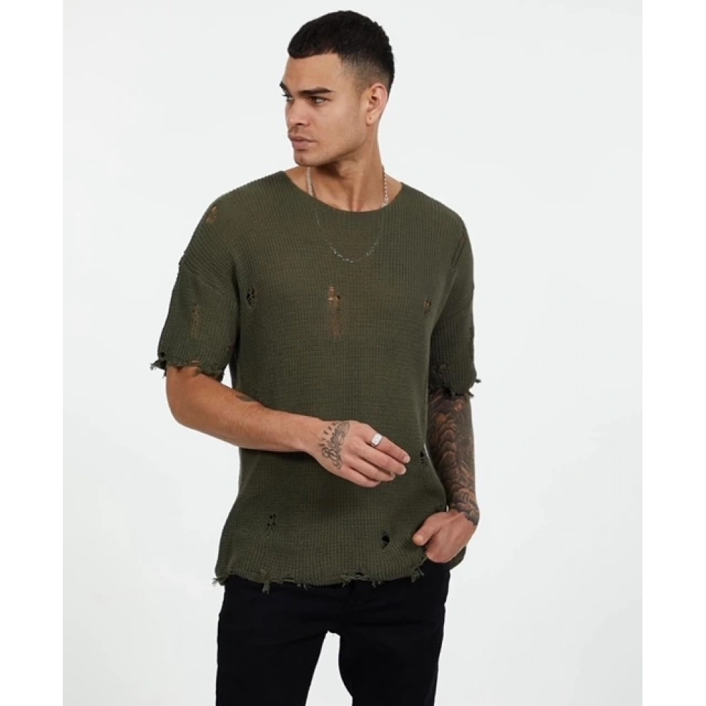 Erkek Haki Triko T-shirt