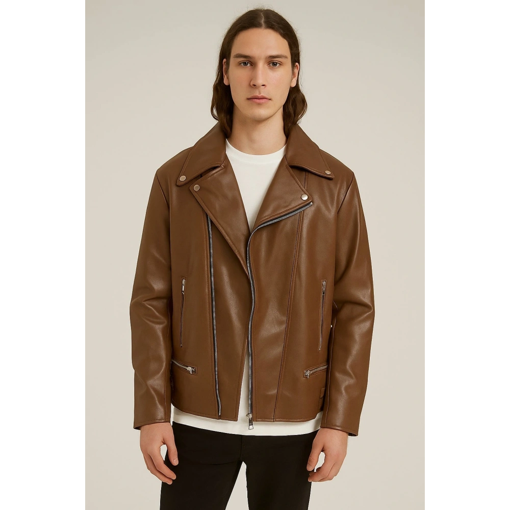 Erkek Kahverengi Deri Ceket