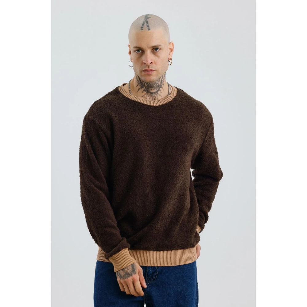 Erkek Kahverengi Peluş Kazak